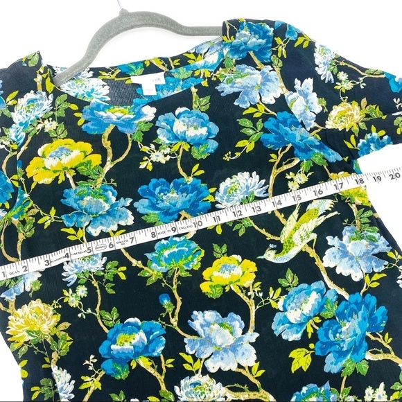 J. Jill Blue Bird & Floral Boat Neck Blouse Sz XS - Picture 2 of 14